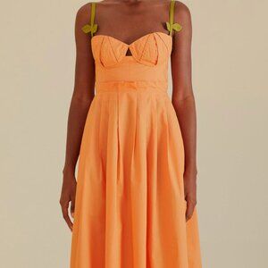 Farm Rio Bicolor Sleeveless Organic Cotton Midi Dress